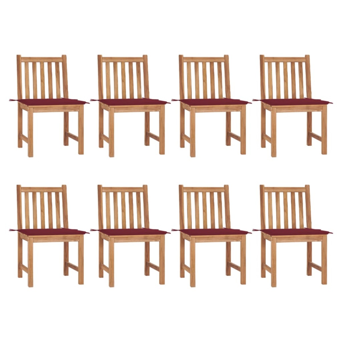 vidaXL Καρέκλες Κήπου 8 Τεμαχίων από Μασίφ Ξύλο Teak με Μαξιλάρια