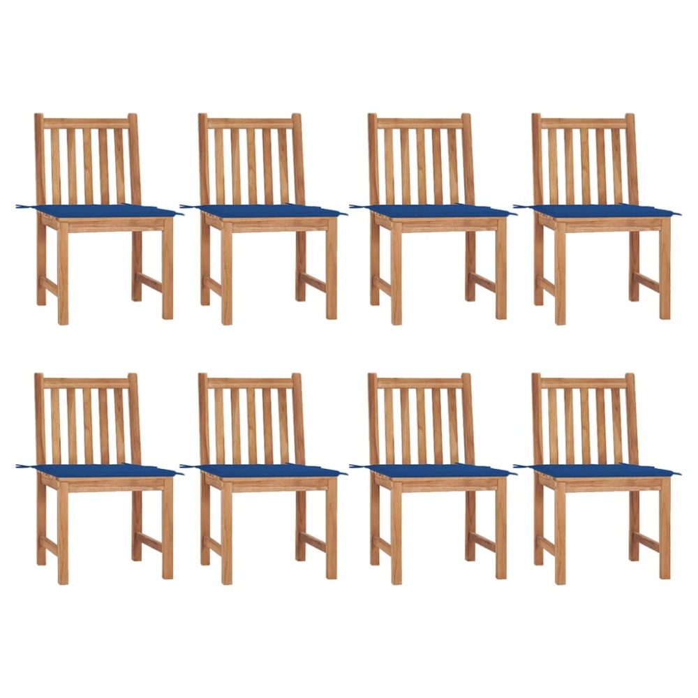 vidaXL Καρέκλες Κήπου 8 Τεμαχίων από Μασίφ Ξύλο Teak με Μαξιλάρια