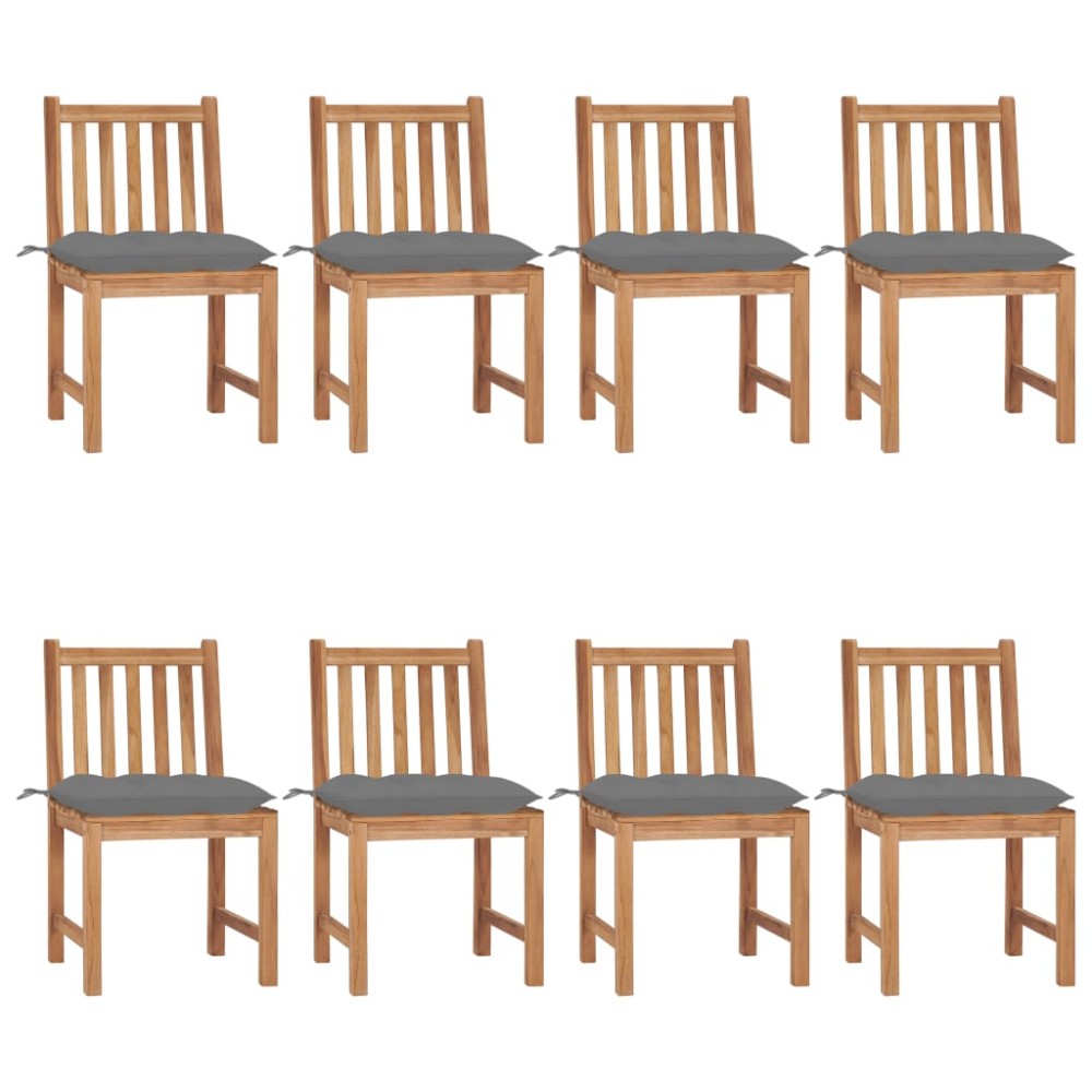 vidaXL Καρέκλες Κήπου 8 τεμ. από Μασίφ Ξύλο Teak με Μαξιλάρια