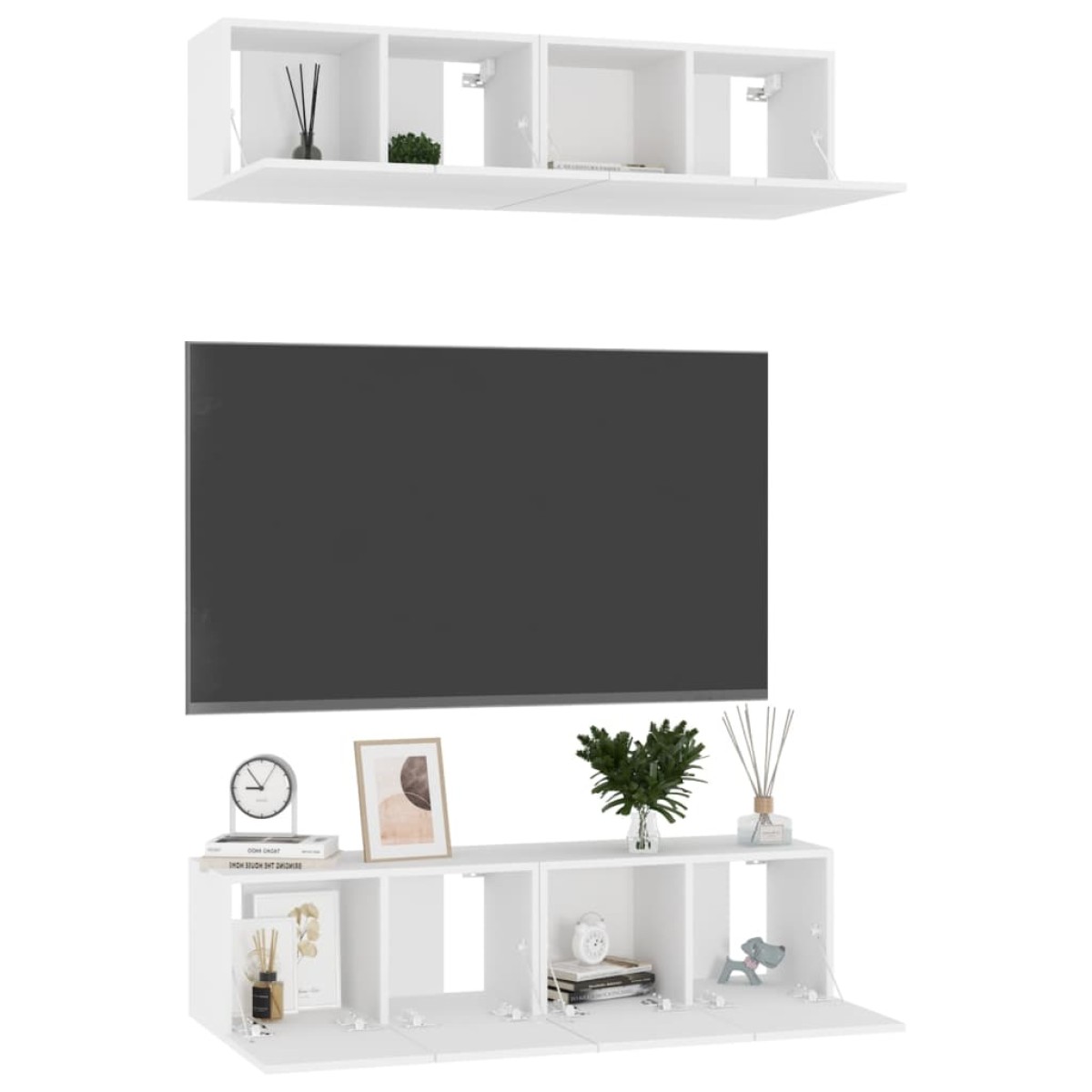 vidaXL Έπιπλα Τηλεόρασης 4 τεμ. Λευκά 60 x 30 x 30 εκ. από Μοριοσανίδα