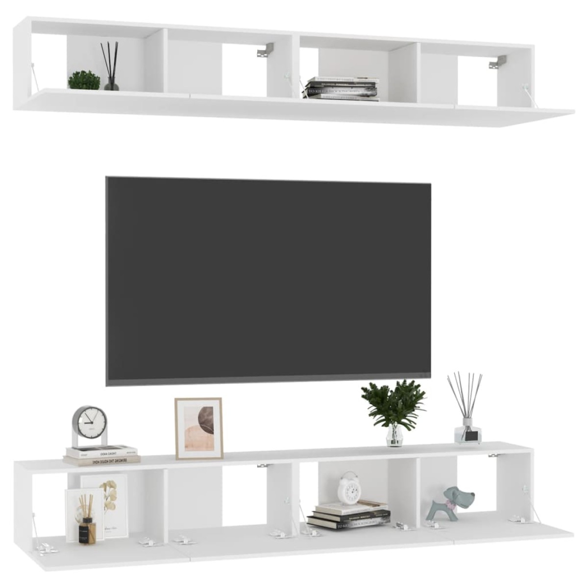 vidaXL Έπιπλα Τηλεόρασης 4 τεμ. Λευκά 100 x 30 x 30 εκ. Μοριοσανίδα