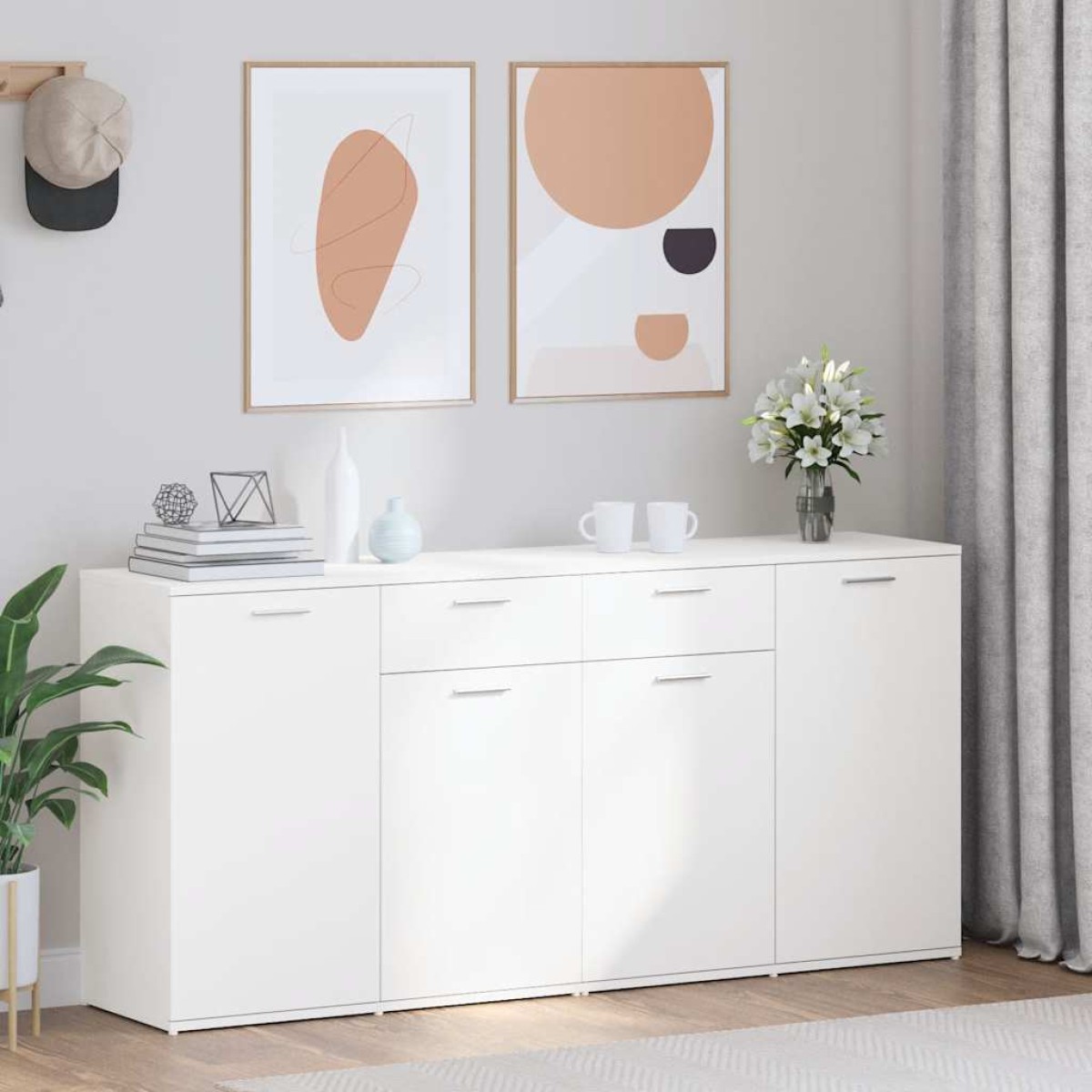 vidaXL Μπουφές Λευκός 160 x 36 x 75 εκ. από Μοριοσανίδα (2x805770)