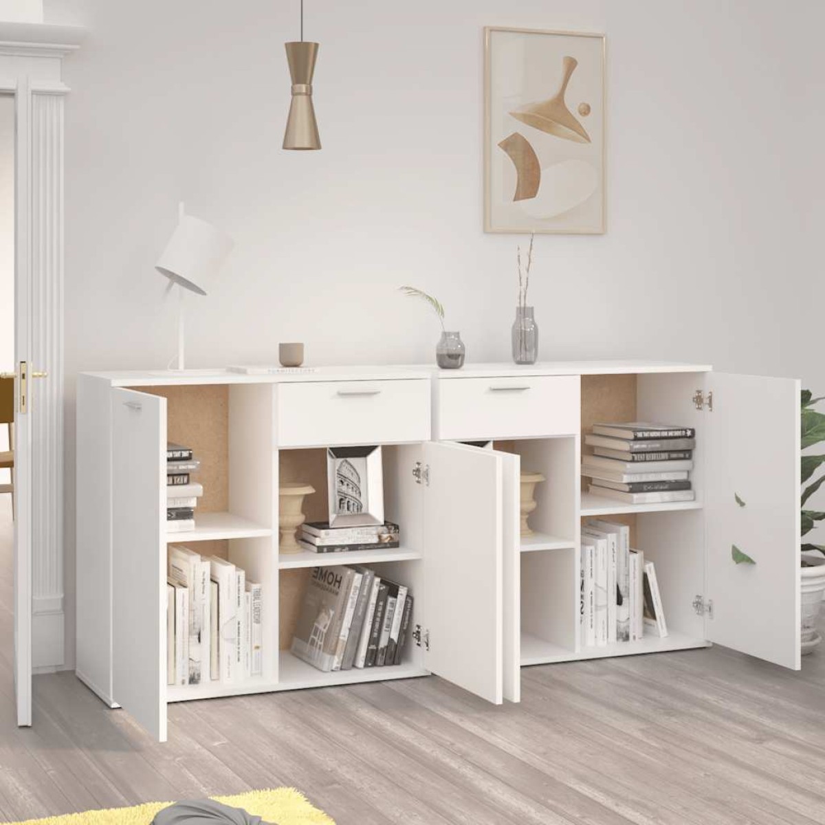 vidaXL Μπουφές Λευκός 160 x 36 x 75 εκ. από Μοριοσανίδα (2x805770)