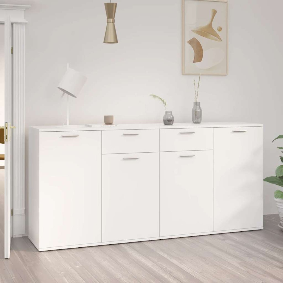 vidaXL Μπουφές Λευκός 160 x 36 x 75 εκ. από Μοριοσανίδα (2x805770)