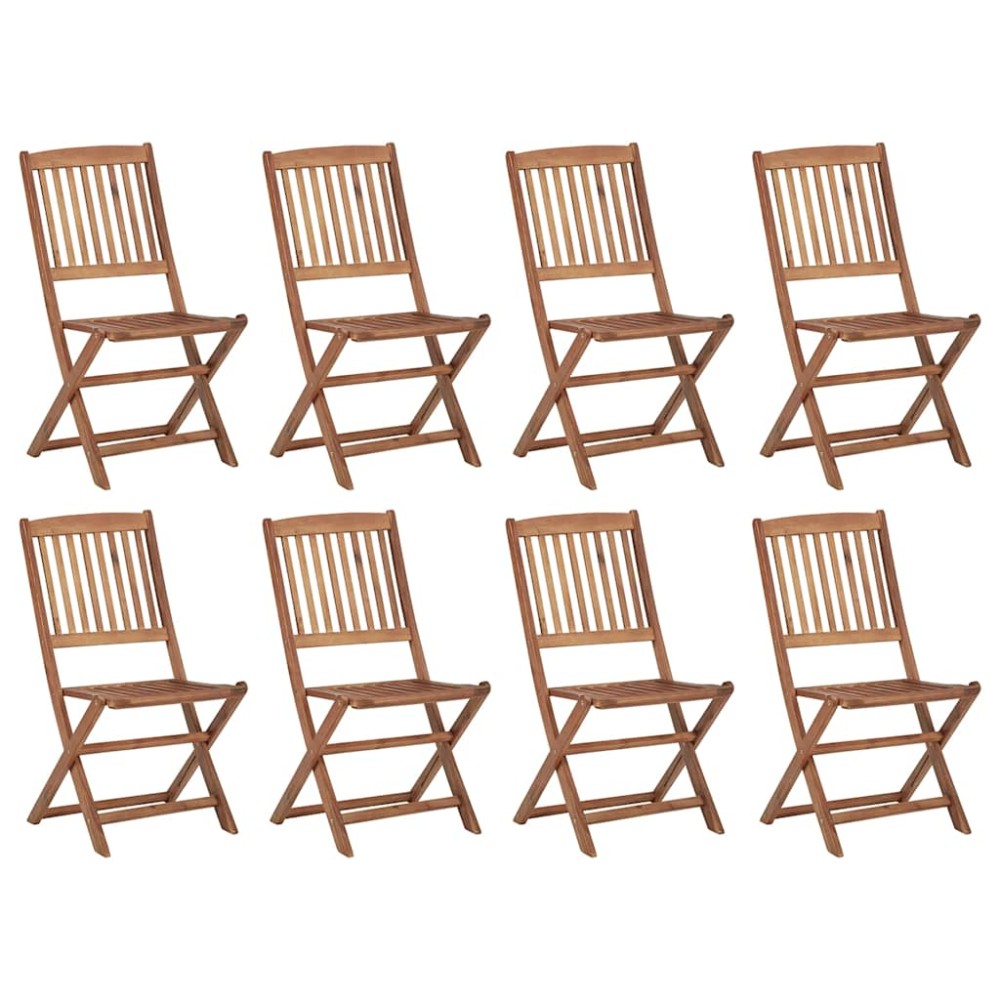 vidaXL Πτυσσόμενες Καρέκλες με Μαξιλάρια 8 τεμ. από Μασίφ Ξύλο Ακακίας
