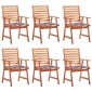 vidaXL Καρέκλες Τραπεζαρίας Εξ. Χώρου 6 τεμ. Ξύλο Ακακίας με Μαξιλάρια