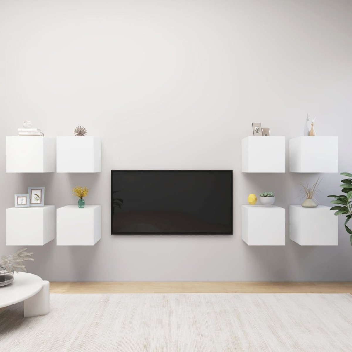 vidaXL Έπιπλα Τηλεόρασης Κρεμαστά 8 Τεμαχίων Λευκό 30,5 x 30 x 30 εκ.