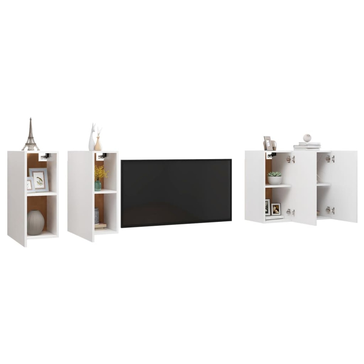 vidaXL Έπιπλα Τηλεόρασης 4 τεμ. Λευκά 30,5 x 30 x 60 εκ. Μοριοσανίδα