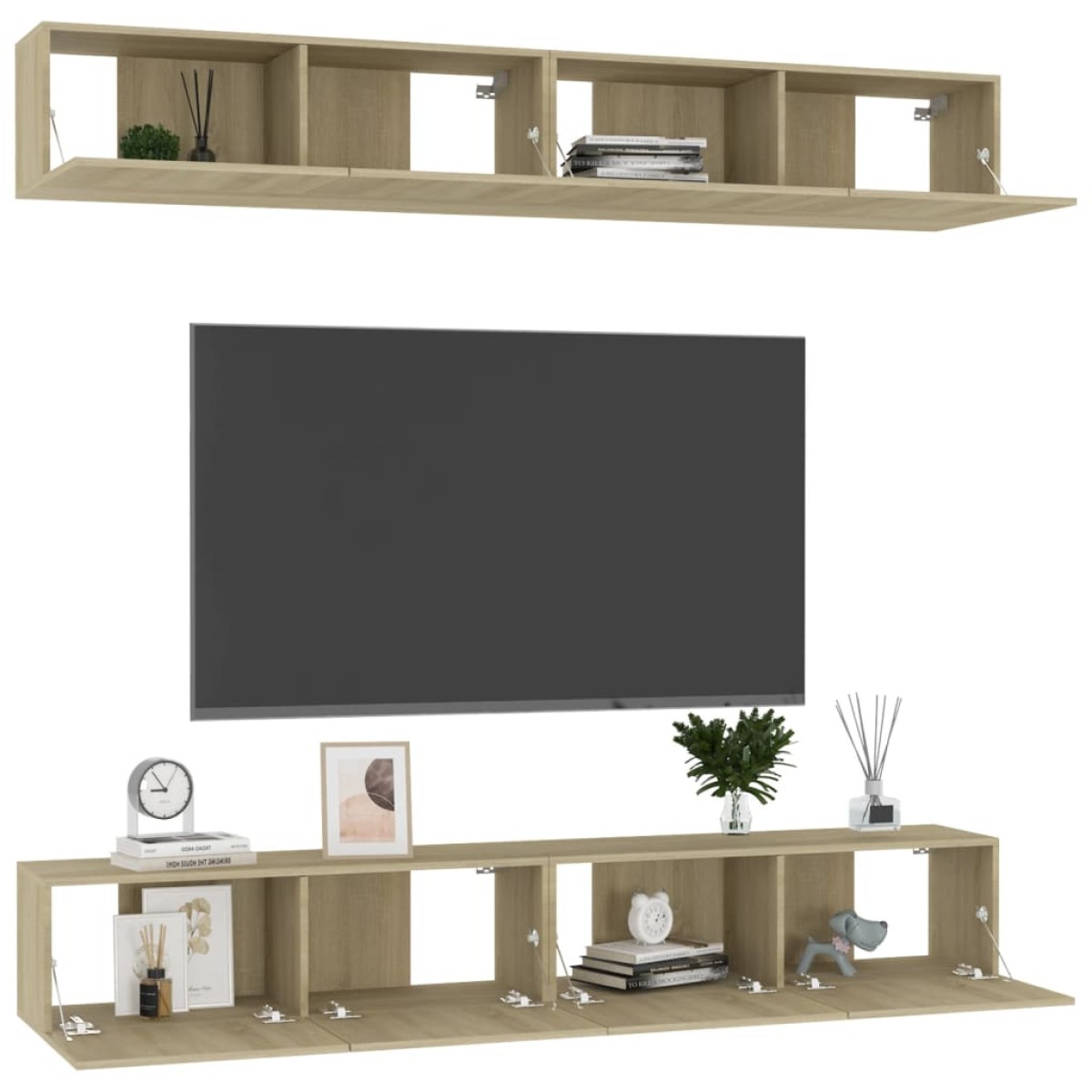 vidaXL Έπιπλα Τηλεόρασης 4 τεμ. Sonoma Δρυς 100x30x30 εκ. Μοριοσανίδα