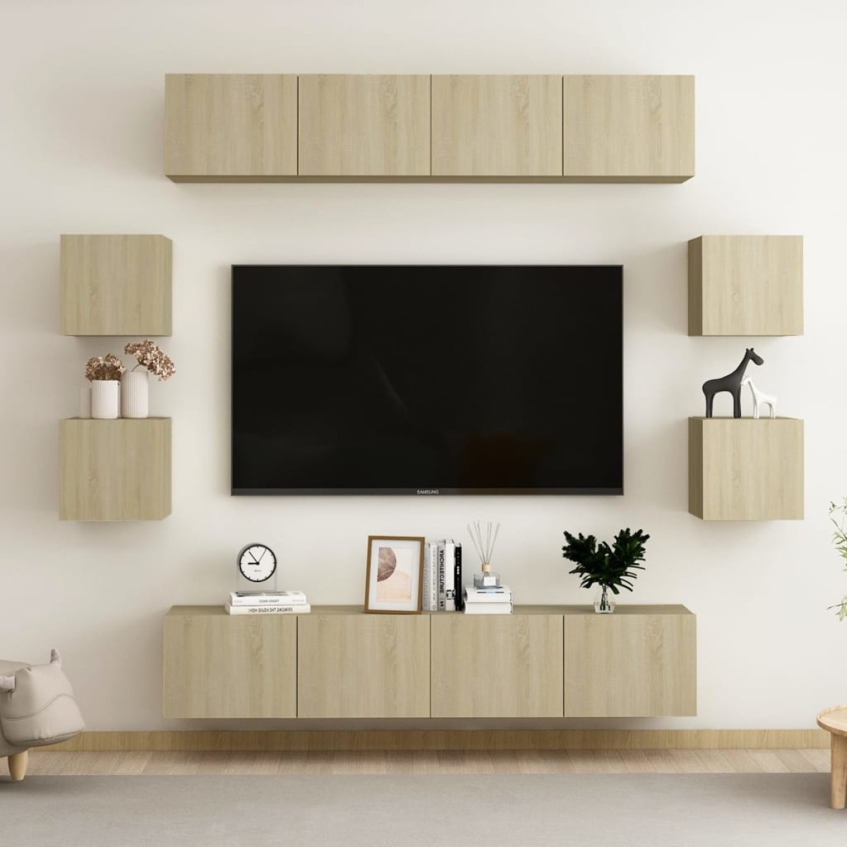 vidaXL Έπιπλα Τηλεόρασης Σετ 8 Τεμαχίων Sonoma Δρυς από Μοριοσανίδα