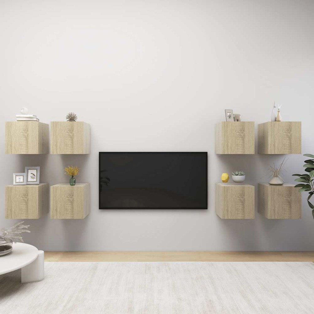 vidaXL Έπιπλα Τηλεόρασης Κρεμαστά 8 τεμ. Sonoma Δρυς 30,5x30x30 εκ.