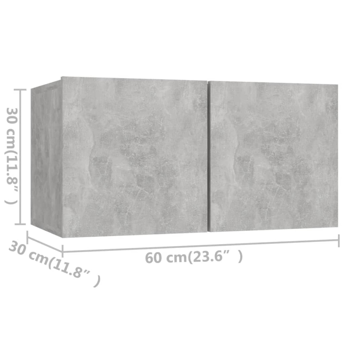vidaXL Έπιπλα Τηλεόρασης Σετ 4 τεμ. Γκρι Σκυροδέματος από Μοριοσανίδα
