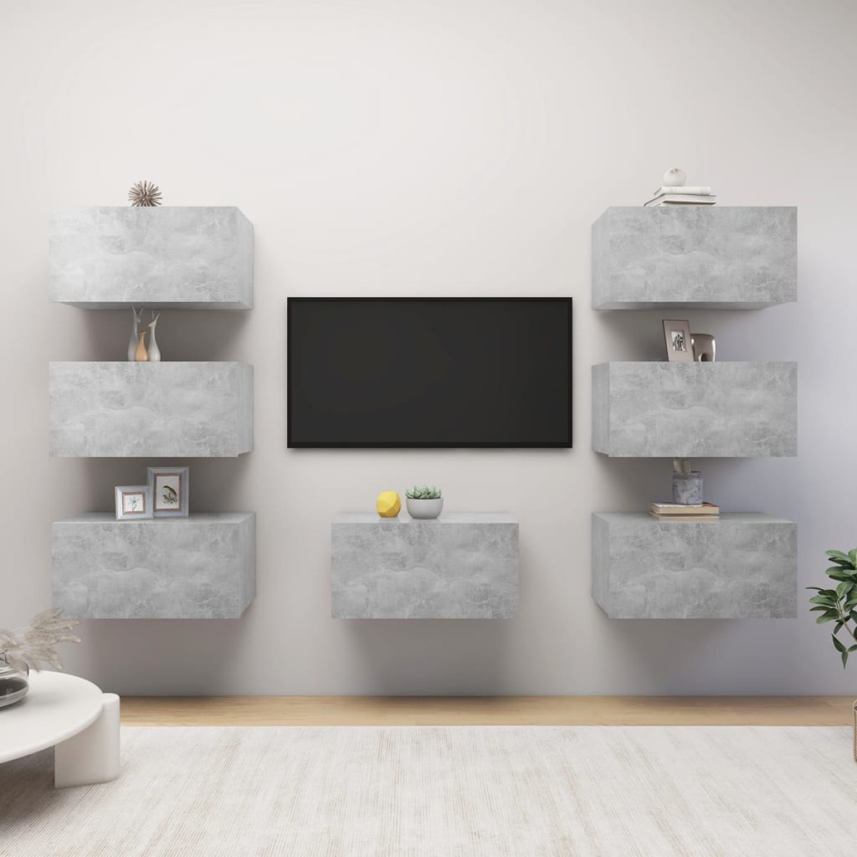 vidaXL Έπιπλα Τηλεόρασης 7 τεμ. Γκρι Σκυρ. 30,5x30x60 εκ. Μοριοσανίδα