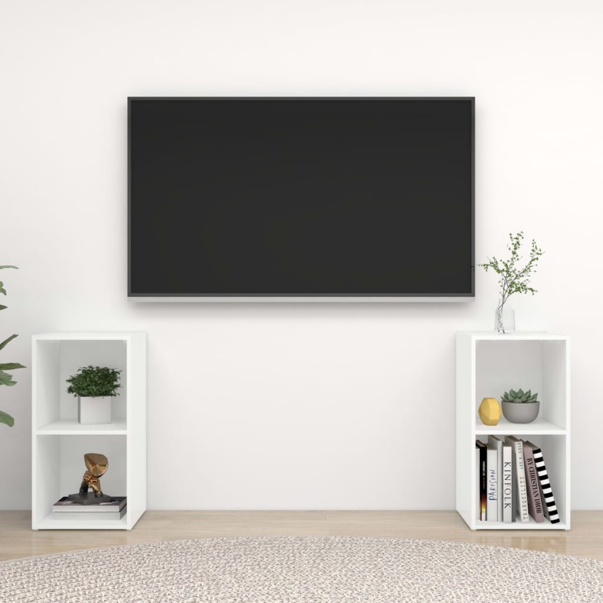 vidaXL Έπιπλα Τηλεόρασης 2 τεμ. Λευκά 72 x 35 x 36,5 εκ. Μοριοσανίδα