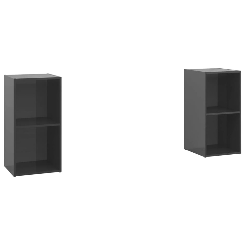 vidaXL Έπιπλα Τηλεόρασης 2 τεμ. Γυαλ. Γκρι 72x35x36,5 εκ. Επεξ. Ξύλο