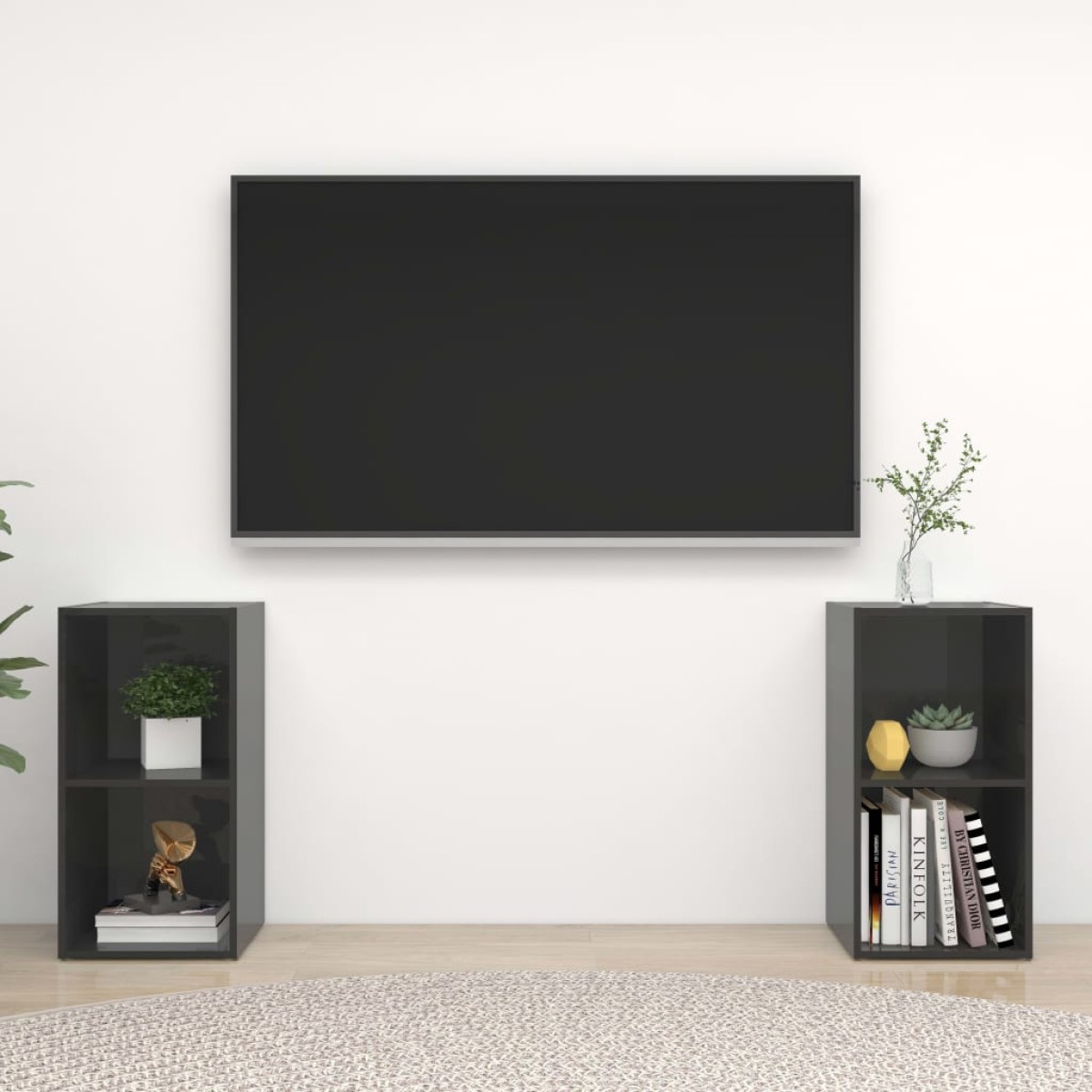 vidaXL Έπιπλα Τηλεόρασης 2 τεμ. Γυαλ. Γκρι 72x35x36,5 εκ. Μοριοσανίδα