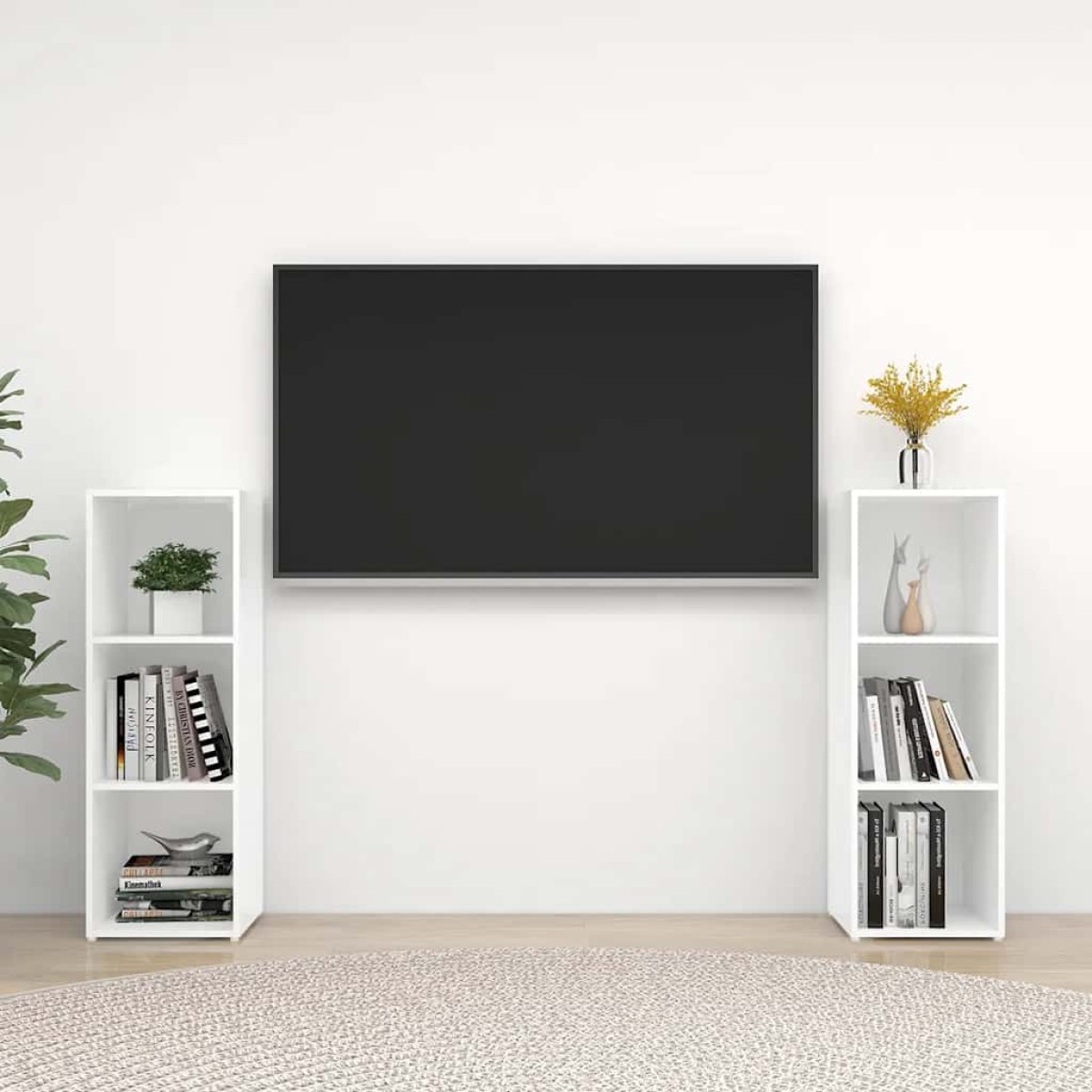 vidaXL Έπιπλα Τηλεόρασης 2 τεμ. Λευκά 107 x 35 x 37 εκ. Μοριοσανίδα