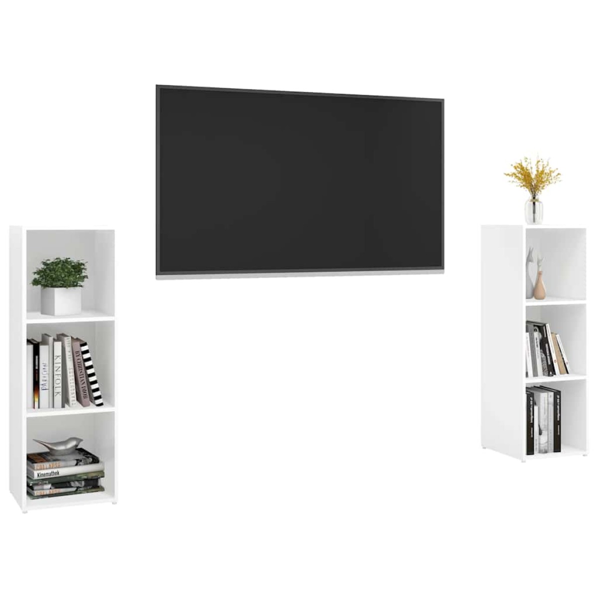 vidaXL Έπιπλα Τηλεόρασης 2 τεμ. Λευκά 107 x 35 x 37 εκ. Μοριοσανίδα