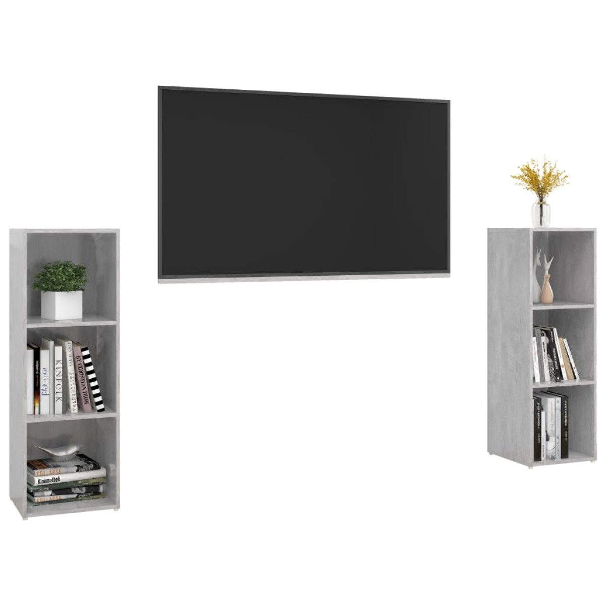 vidaXL Έπιπλα Τηλεόρασης 2 τεμ. Γκρι Σκυρ. 107x35x37 εκ. Μοριοσανίδα