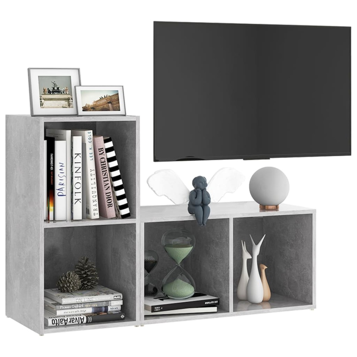 vidaXL Έπιπλα Τηλεόρασης 2 τεμ. Γκρι Σκυρ. 72x35x36,5 εκ. Μοριοσανίδα