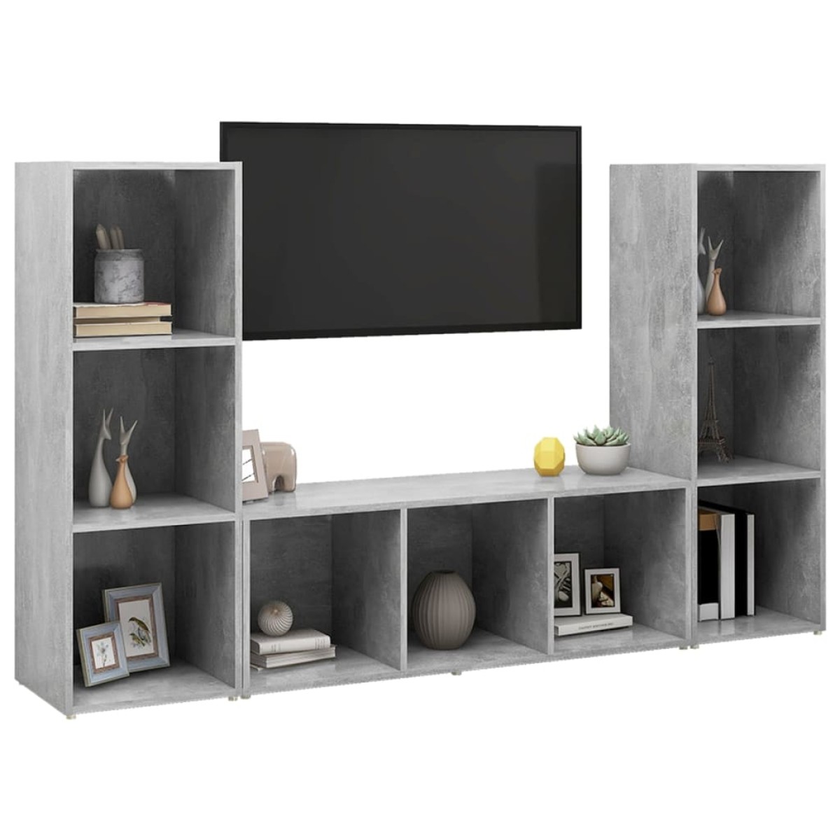 vidaXL Έπιπλα Τηλεόρασης 3 τεμ. Γκρι Σκυρ. 107x35x37 εκ. Μοριοσανίδα