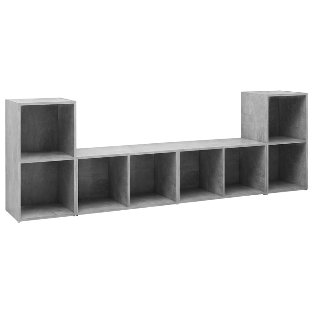 vidaXL Έπιπλα Τηλεόρασης 4 τεμ. Γκρι Σκυρ. 72x35x36,5 εκ. Επεξ. Ξύλο