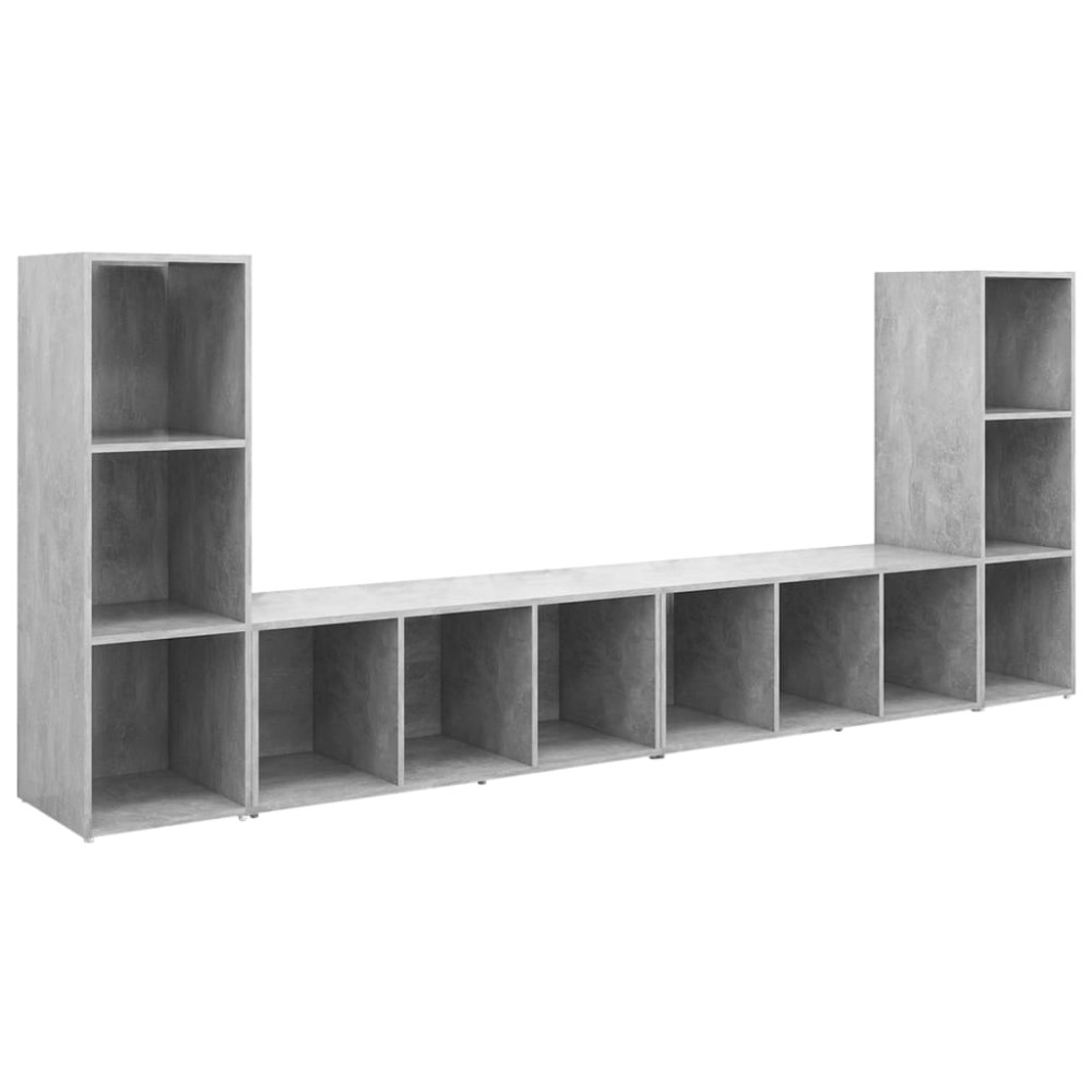 vidaXL Έπιπλα Τηλεόρασης 4 τεμ. Γκρι Σκυρ. 107x35x37 εκ. Μοριοσανίδα