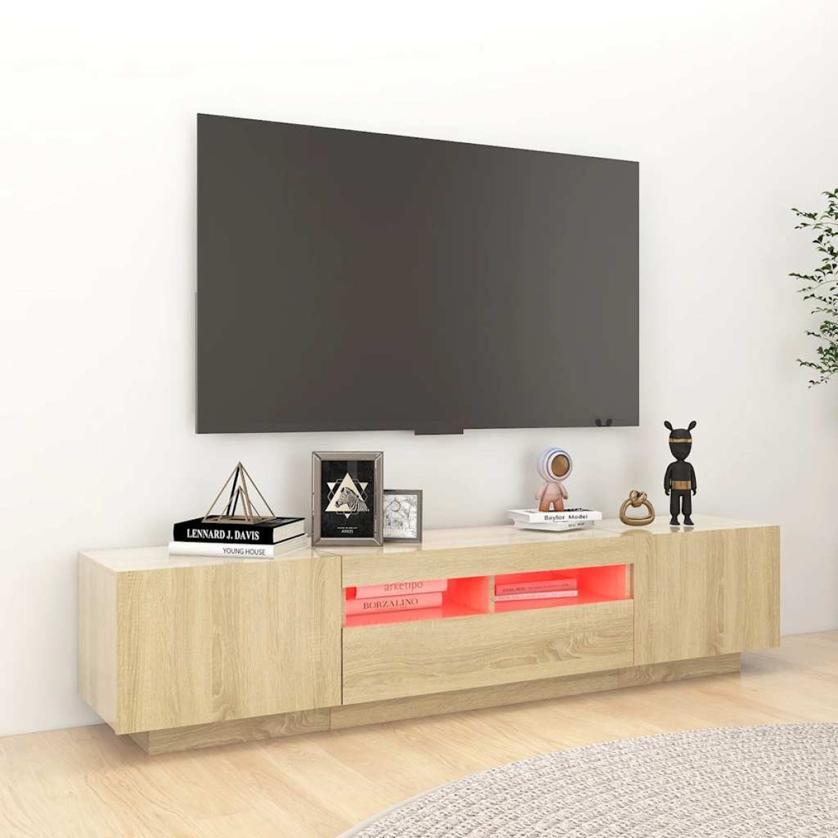vidaXL Έπιπλο Τηλεόρασης με LED Sonoma Δρυς 180 x 35 x 40 εκ.