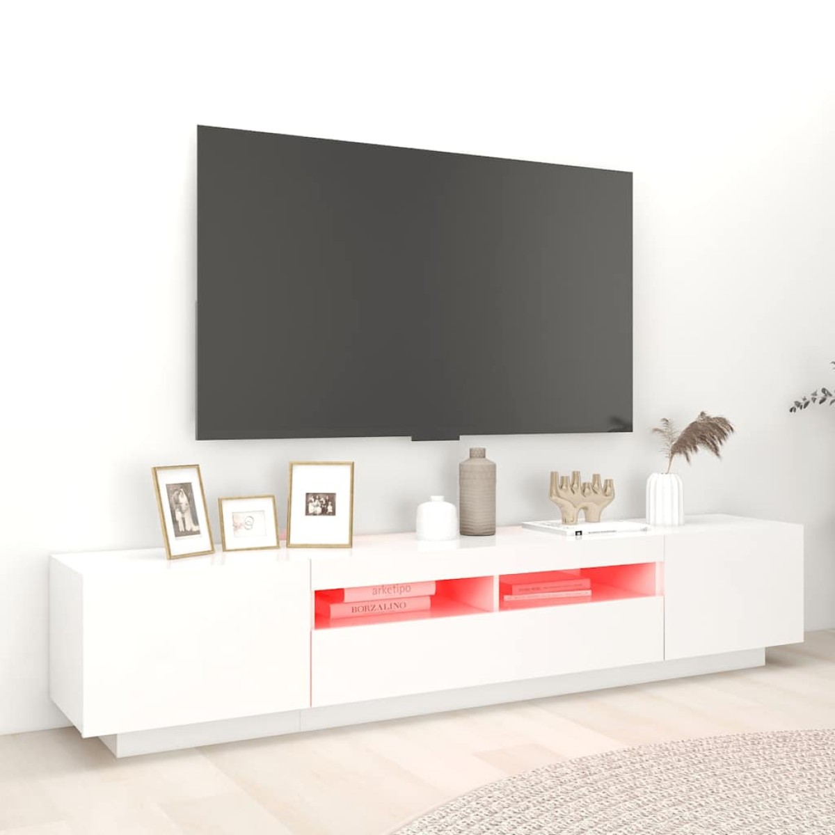 vidaXL Έπιπλο Τηλεόρασης με LED Λευκό 200 x 35 x 40 εκ.
