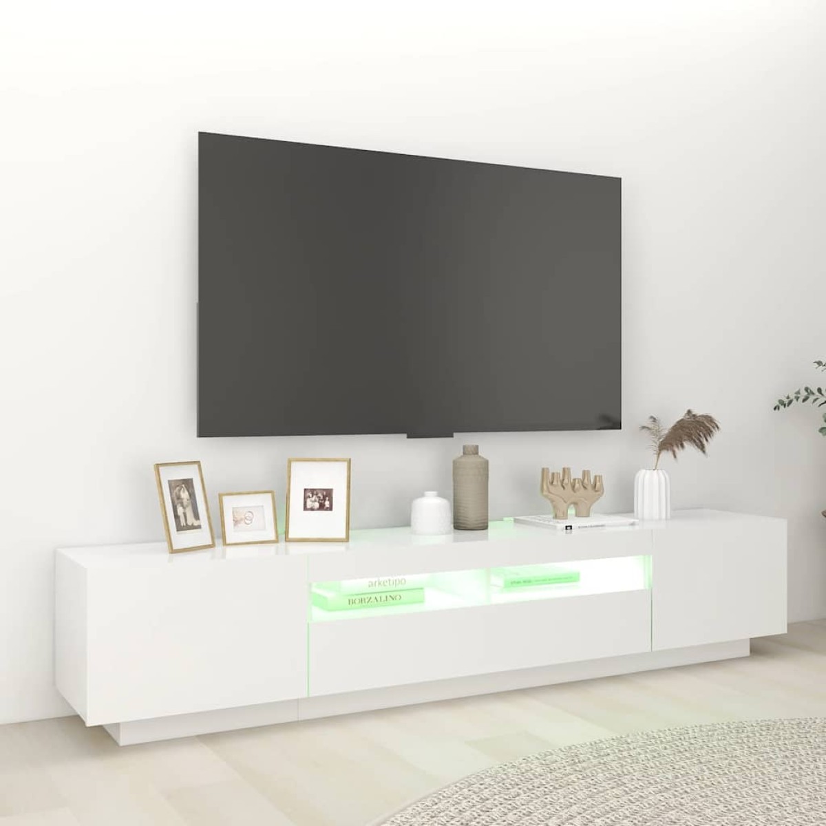 vidaXL Έπιπλο Τηλεόρασης με LED Λευκό 200 x 35 x 40 εκ.