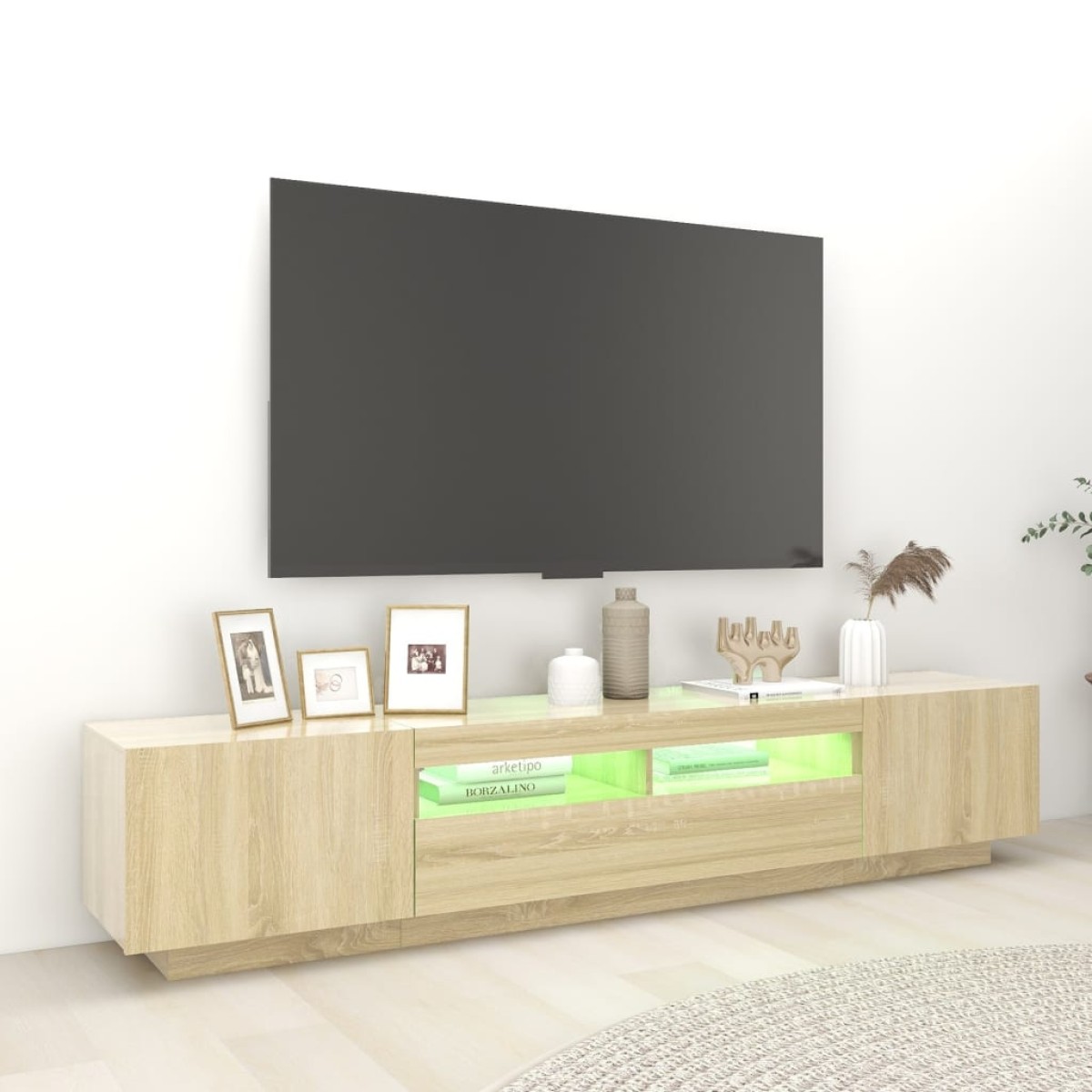 vidaXL Έπιπλο Τηλεόρασης με LED Sonoma Δρυς 200 x 35 x 40 εκ.