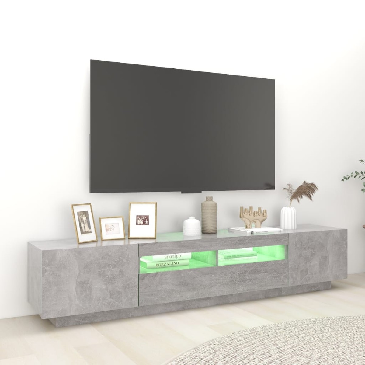 vidaXL Έπιπλο Τηλεόρασης με LED Γκρι Σκυροδέματος 200 x 35 x 40 εκ.
