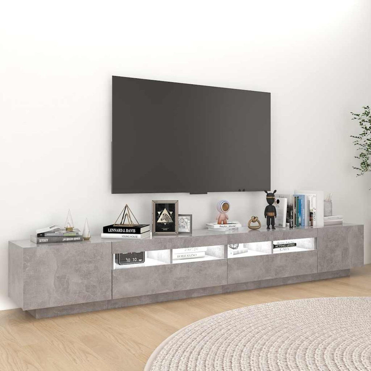 vidaXL Έπιπλο Τηλεόρασης με LED Γκρι Σκυροδέματος 260 x 35 x 40 εκ.