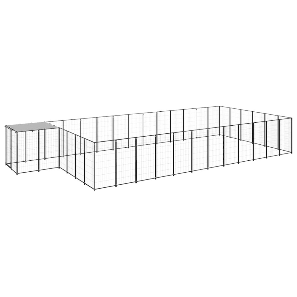 vidaXL Σπιτάκι Σκύλου Μαύρο 26,62 μ² Ατσάλινο