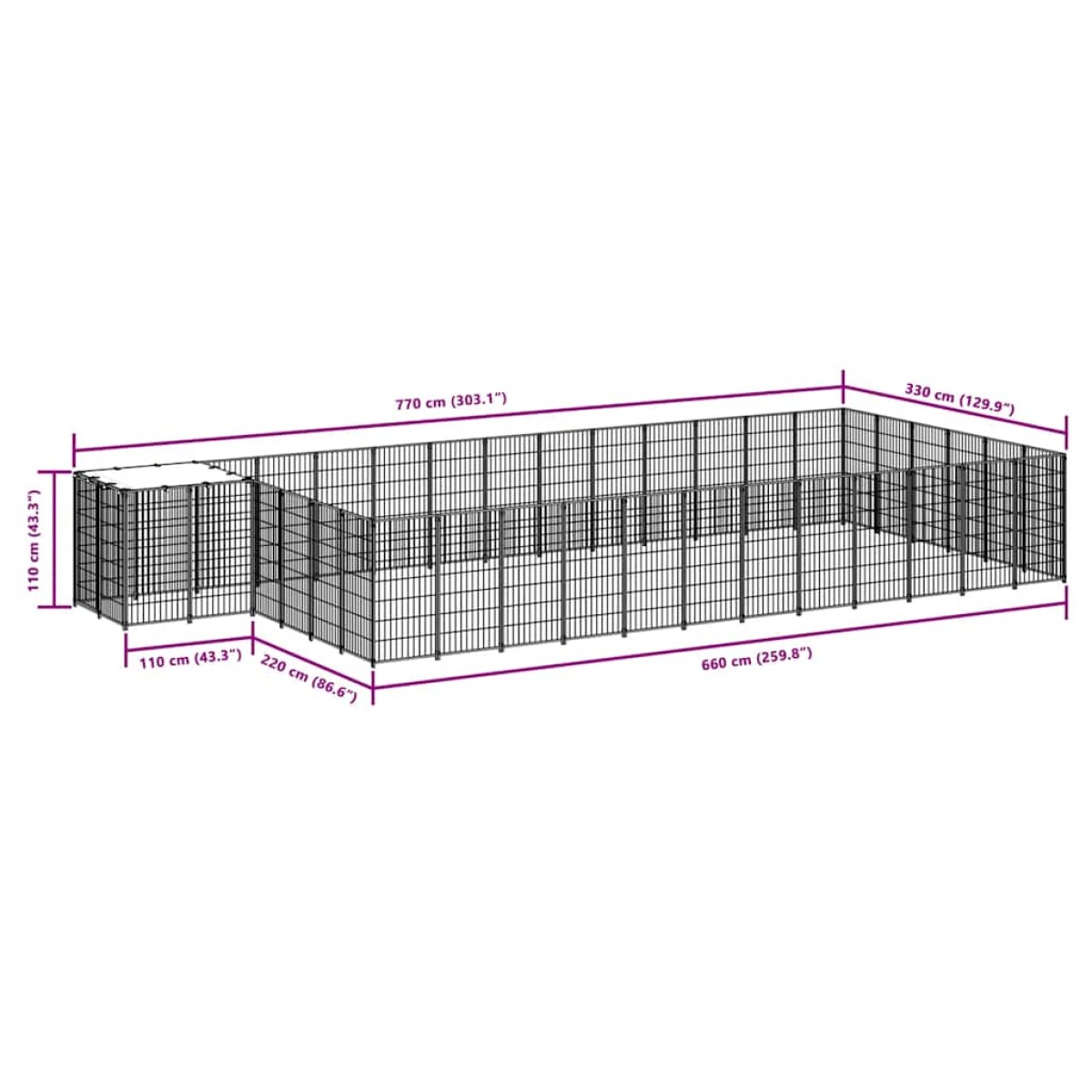 vidaXL Σπιτάκι Σκύλου Ασημί 22,99 μ² Ατσάλινο