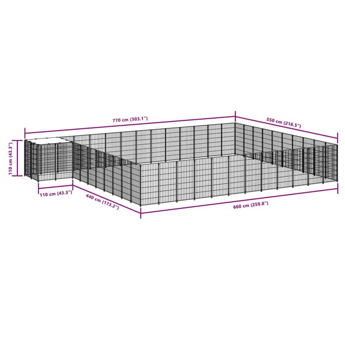 vidaXL Σπιτάκι Σκύλου Ασημί 37,51 μ² Ατσάλινο