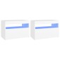 vidaXL Κομοδίνα με LED 2 τεμ. Λευκά 60x35x40 εκ. Επεξεργασμένο Ξύλο