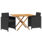 vidaXL Σετ Τραπεζαρίας Κήπου 3 Τεμαχίων Μαύρο με Μαξιλάρια