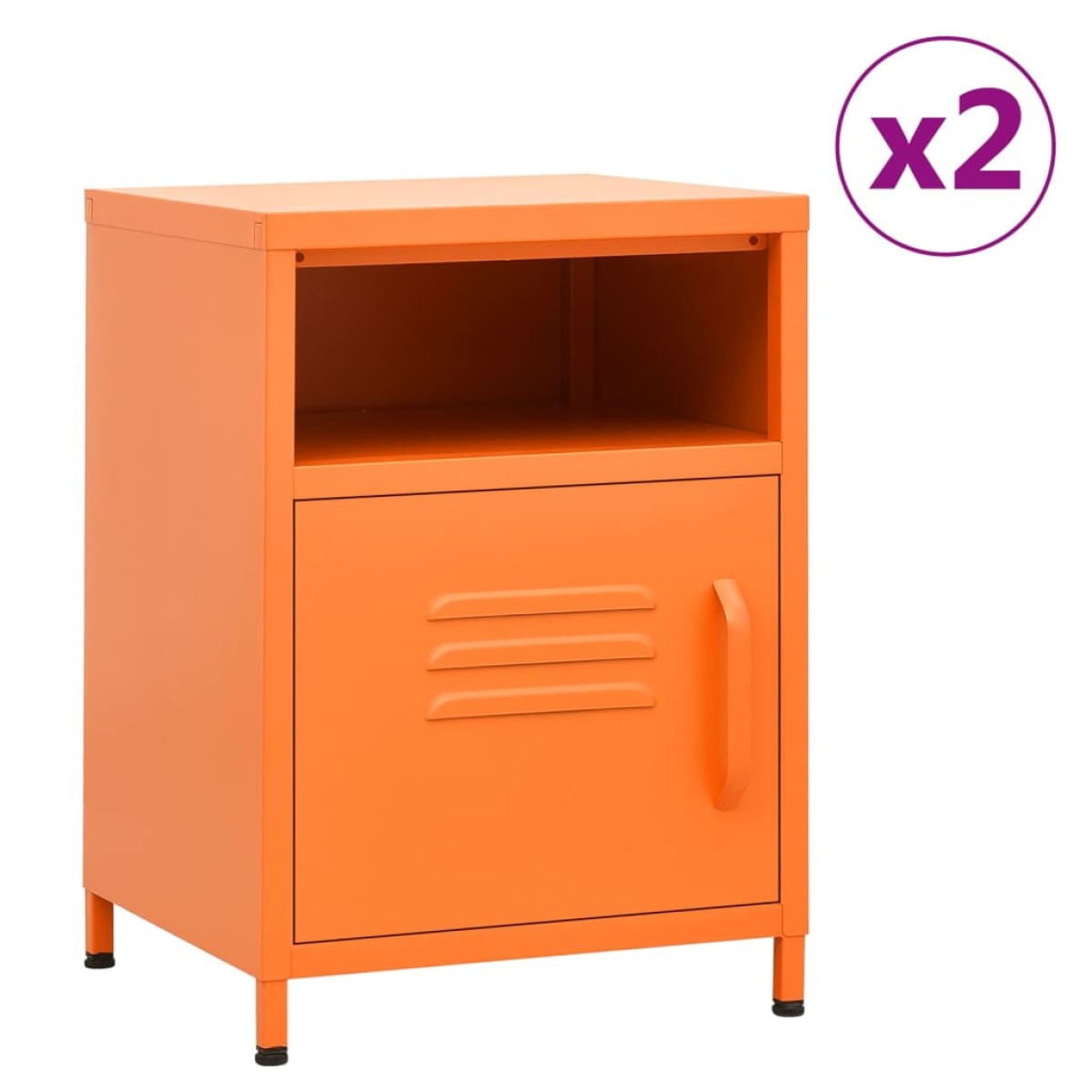 vidaXL Κομοδίνα 2 τεμ. Πορτοκαλί 35 x 35 x 51 εκ. Ατσάλινα