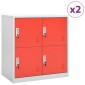 vidaXL Φοριαμοί 2 τεμ. Ανοιχτό Γκρι/Κόκκινο 90x45x92,5 εκ. Ατσάλινοι