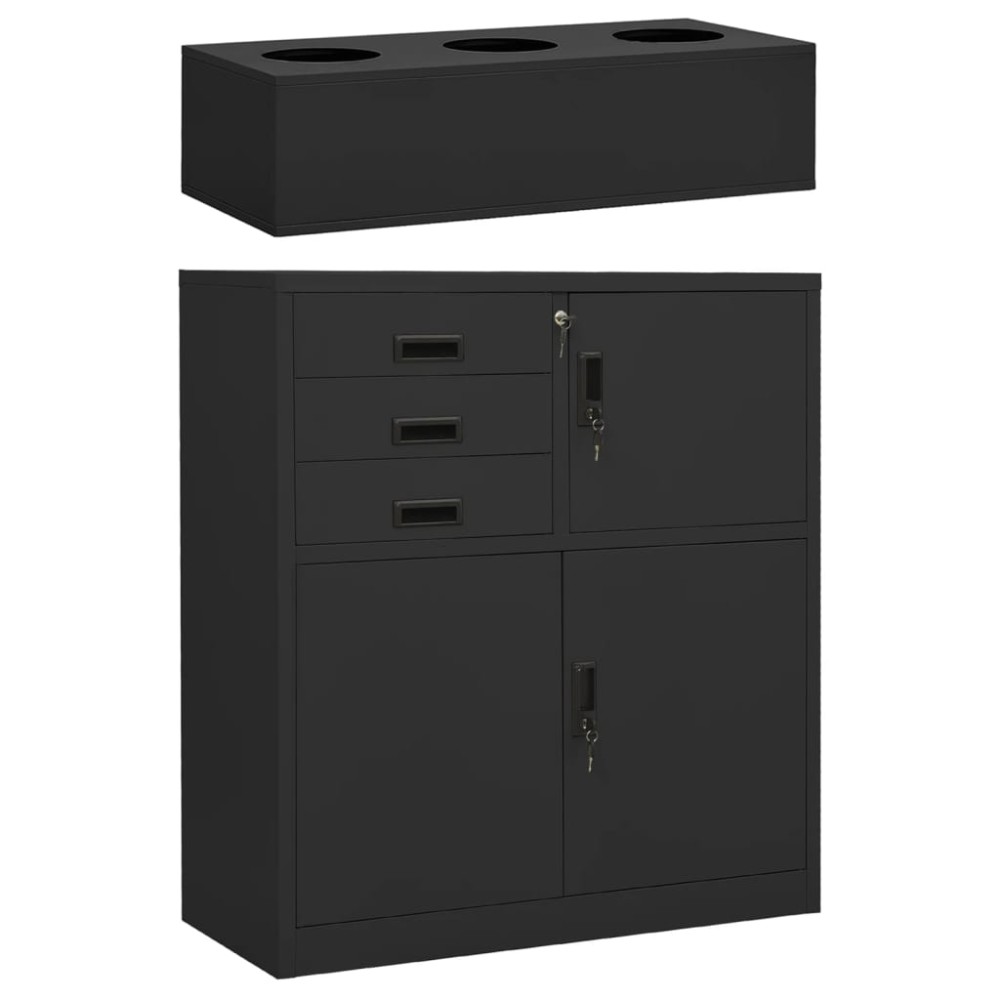 vidaXL Ντουλάπα Γραφείου με Γλάστρα Ανθρακί 90 x 40 x 125 εκ. Ατσάλινη