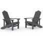 vidaXL Καρέκλες Κήπου Adirondack 2 τεμ. Ανθρακί από HDPE