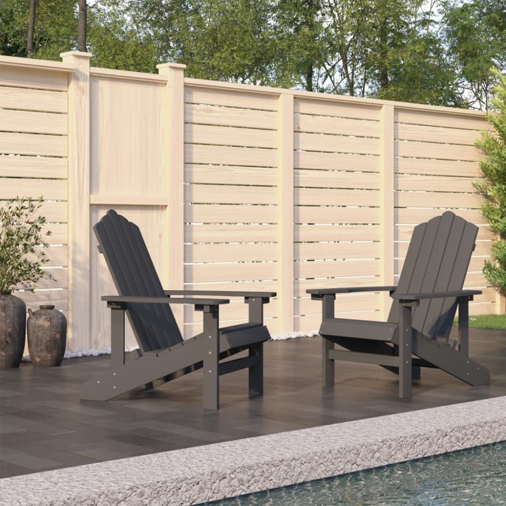 vidaXL Καρέκλες Κήπου Adirondack 2 τεμ. Ανθρακί από HDPE