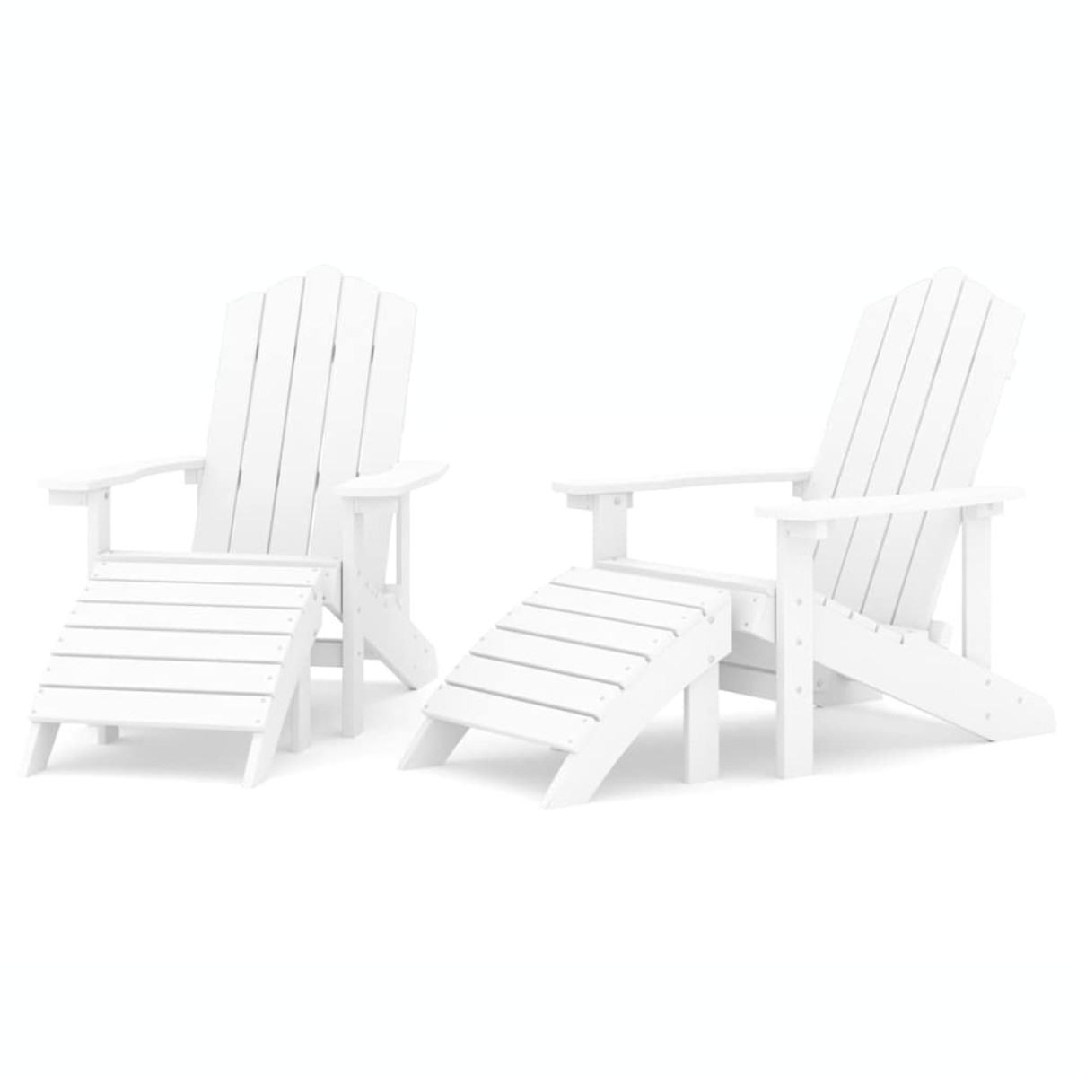 vidaXL Καρέκλες Κήπου Adirondack 2 τεμ. Λευκές από HDPE με Υποπόδια