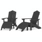 vidaXL Καρέκλες Κήπου Adirondack 2 τεμ. Ανθρακί από HDPE με Υποπόδια