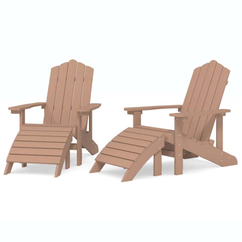 vidaXL Καρέκλες Κήπου Adirondack 2 τεμ. Καφέ από HDPE με Υποπόδια