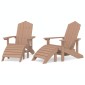 vidaXL Καρέκλες Κήπου Adirondack 2 τεμ. Καφέ από HDPE με Υποπόδια
