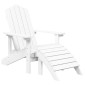 vidaXL Καρέκλα Κήπου Adirondack Λευκή από HDPE με Υποπόδιο & Τραπεζάκι