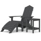 vidaXL Καρέκλα Κήπου Adirondack Ανθρακί HDPE με Υποπόδιο & Τραπεζάκι