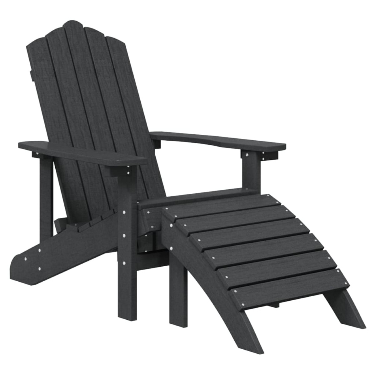vidaXL Καρέκλα Κήπου Adirondack Ανθρακί HDPE με Υποπόδιο & Τραπεζάκι
